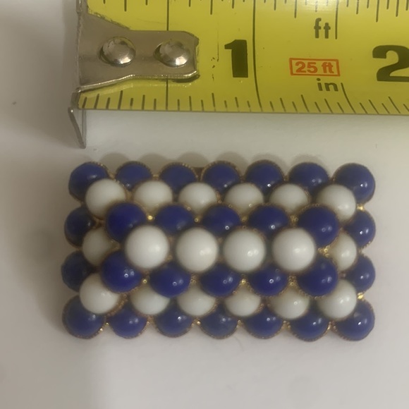 Signed Czechoslovakian Glass Cobochon Brooch - Picture 3 of 7